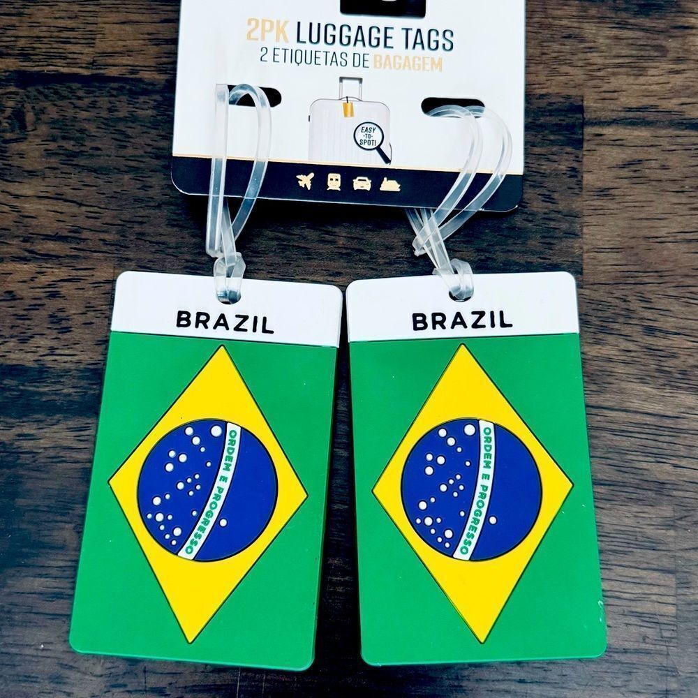 Brazil Country Flag Travel Luggage ID Tags Set